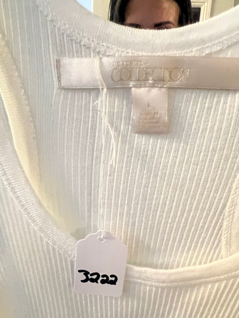 Nordstrom White Ribbed Racerback Tank - Picture 2 of 6